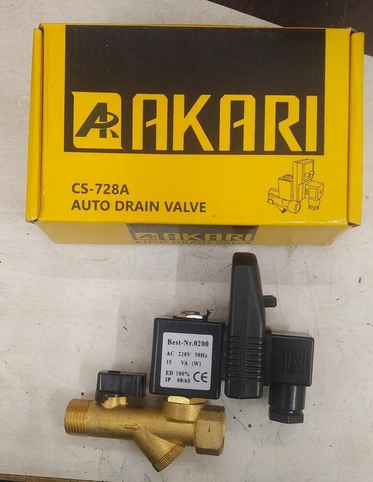 Akari Solenoid Operated Valve Akari 1/2 inch Auto Drain Valve+Timer+Stainer+Ball Valve, CS-728A