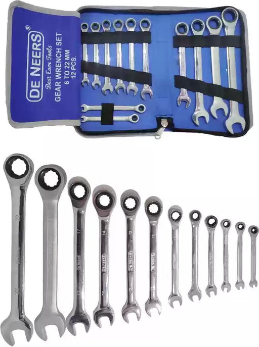 De Neers Gear Wrench Spanner Set De Neers GW-12M Combination Gear Wrench Spanner Set 12PCS (6-22mm)