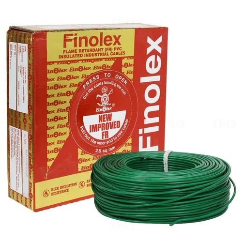 Finolex Flame Retardant Flexible Cable Green Finolex 4 sq.mm (Flame Retardant) Single Core PVC Insulated Copper Flexible Cable(100m)
