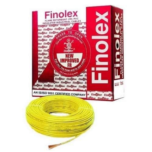 Finolex Flame Retardant Flexible Cable Yellow Finolex 4 sq.mm (Flame Retardant) Single Core PVC Insulated Copper Flexible Cable(100m)