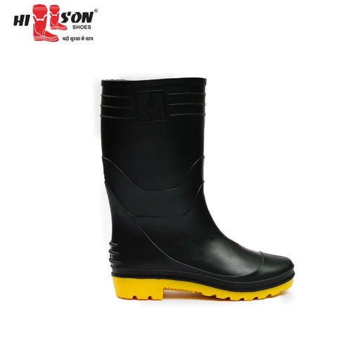 Hillson Safety Shoes Hillson 12 Inch Welcome Black and Yellow Plain Toe Gumboot