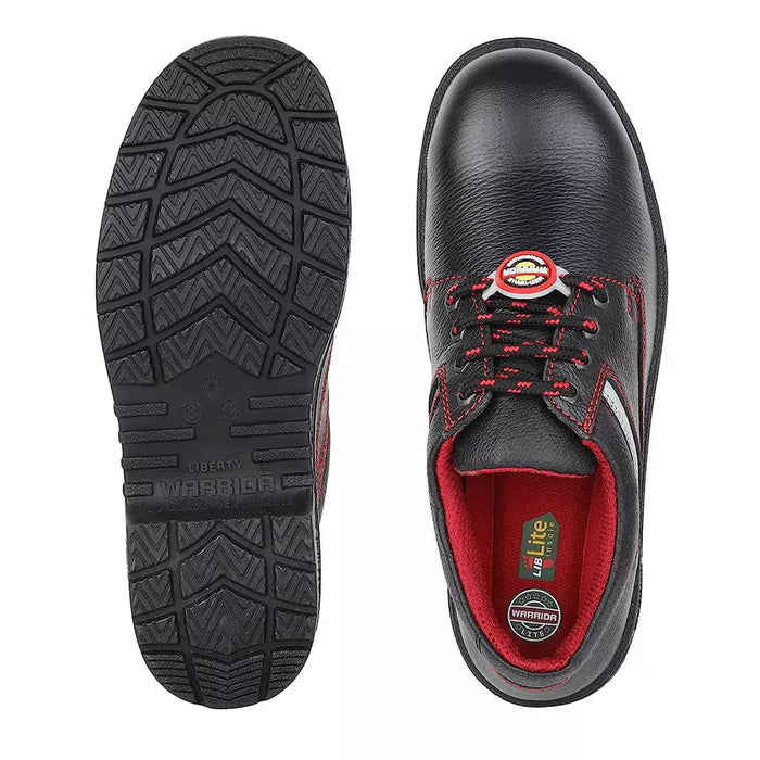 Liberty Warrior Safety Shoes Liberty Warrior WARRIOR-LITE-RED Steel Toe Low Ankle Black & Red Leather Safety Shoe