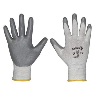 MALLCOM Coated Gloves Mallcom 10 Inch Seamless Nitrile Dipped Gloves P25NGA (Pack of 12) (Large)