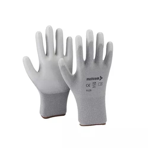 Mallcom Coated Gloves Mallcom 8 Inch Grey PU Gloves P313G (Pack of 12 Pairs)