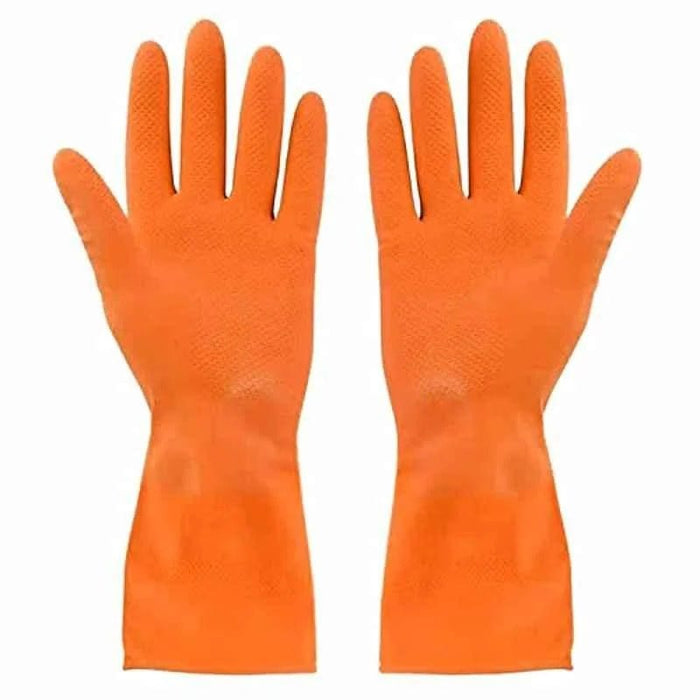 Safe Grip Rubber Gloves SafeGrip Orange Rubber Hand Gloves (Pair Of 10)