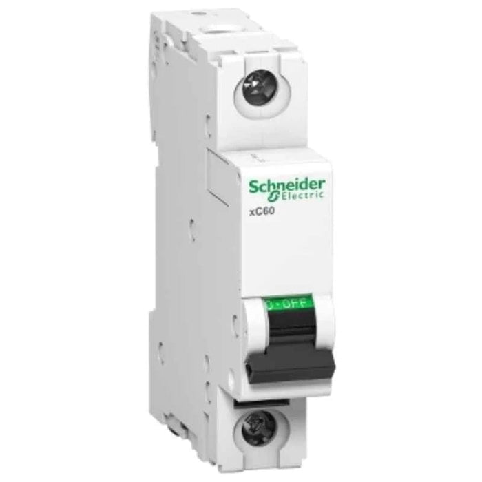 Schneider Miniature Circuit Breaker (MCB) Schneider Acti9 xC60 6A C-Curve Single Pole MCB,A9N1P06C, Breaking Capacity: 10 kA