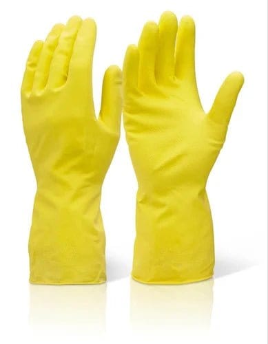 Senstouch Rubber Gloves Senstouch Industrial Yellow Rubber Hand Gloves Size 10 Inch (Pack of 6)