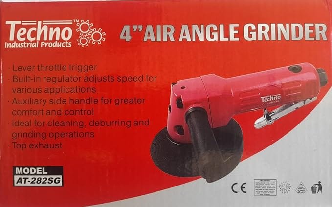 Techno Air Angle Grinder Techno AT-282 SG 4" Inch Air Angle Grinder, Free Speed-11000 RPM, Weight-1.3 kg, Working pressure-90 PSI (6.3 BAR).